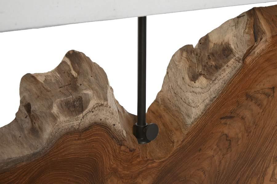 Lámpara de sobremesa orgánica en madera de teca con pantalla rectangular - Imagen 7