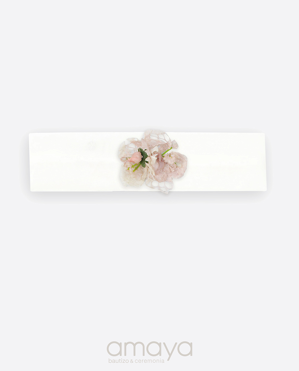 Turbante de bebé flor rosa empolvado - Imagen 3