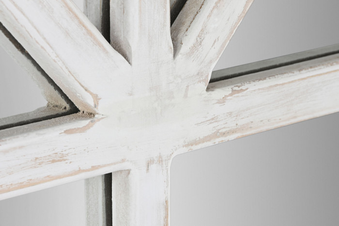 Espejo Ventana Arco Medio Punto en Madera de Abeto Blanco Decapado - Imagen 4