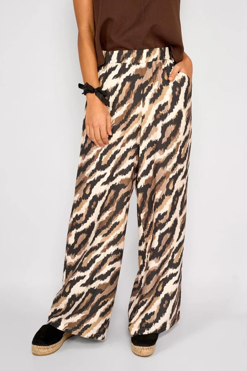 Pantalón Palazzo Animal Print Teresa Chocolate - Imagen 4