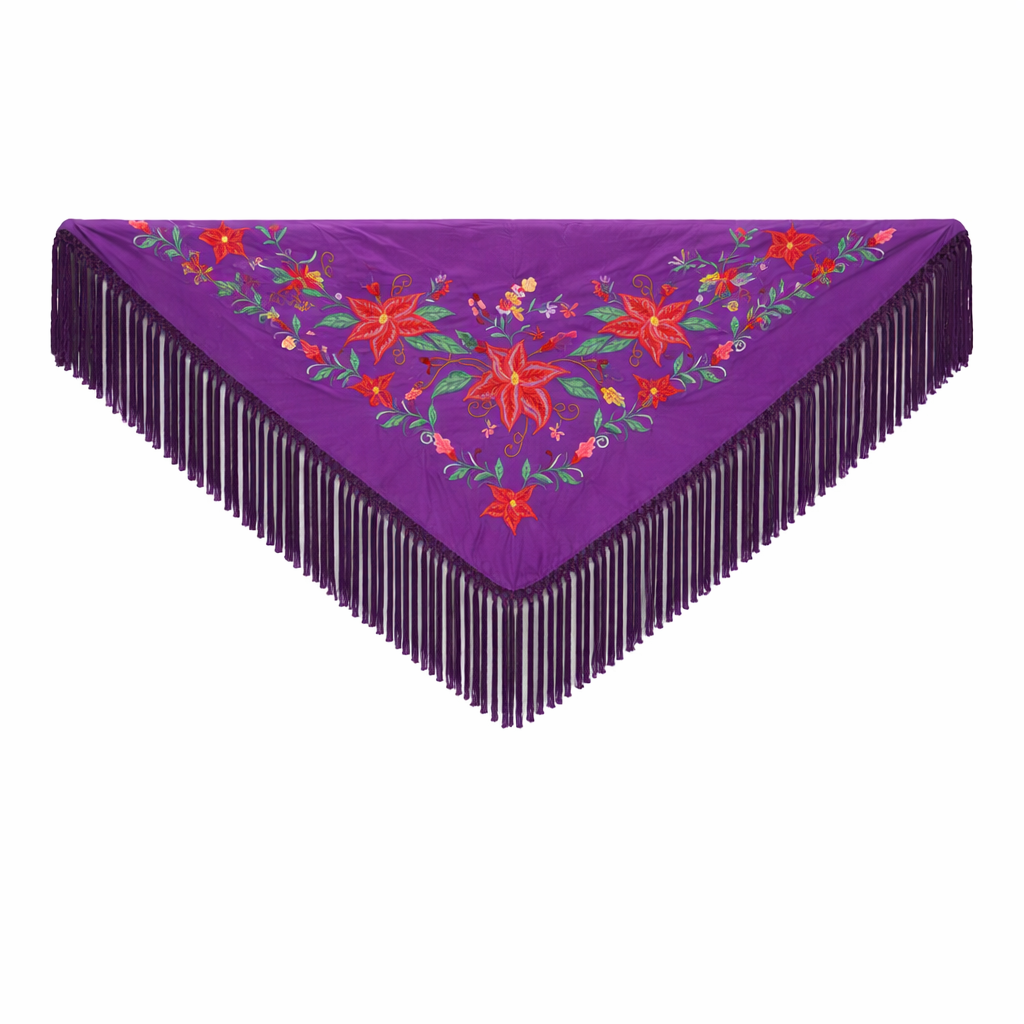 Mantoncillo de Flamenca Bordado “Flor Imperial” en color Morado - Imagen 2