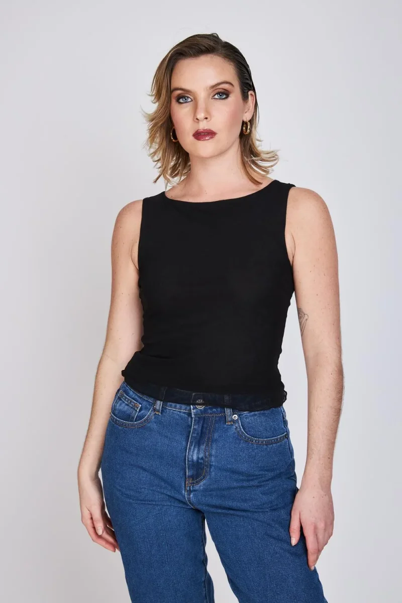 Polera Mesh Escote Bote Amy Negro ATR by Eclipse - Imagen 2