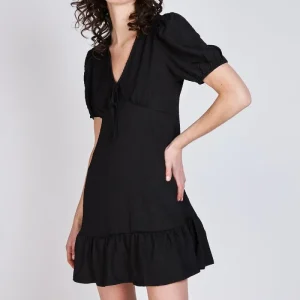 Vestido Manga Globo Claire Negro Liso Eclipse
