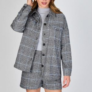 Chaqueta Cuadros Javiera Gris Eclipse