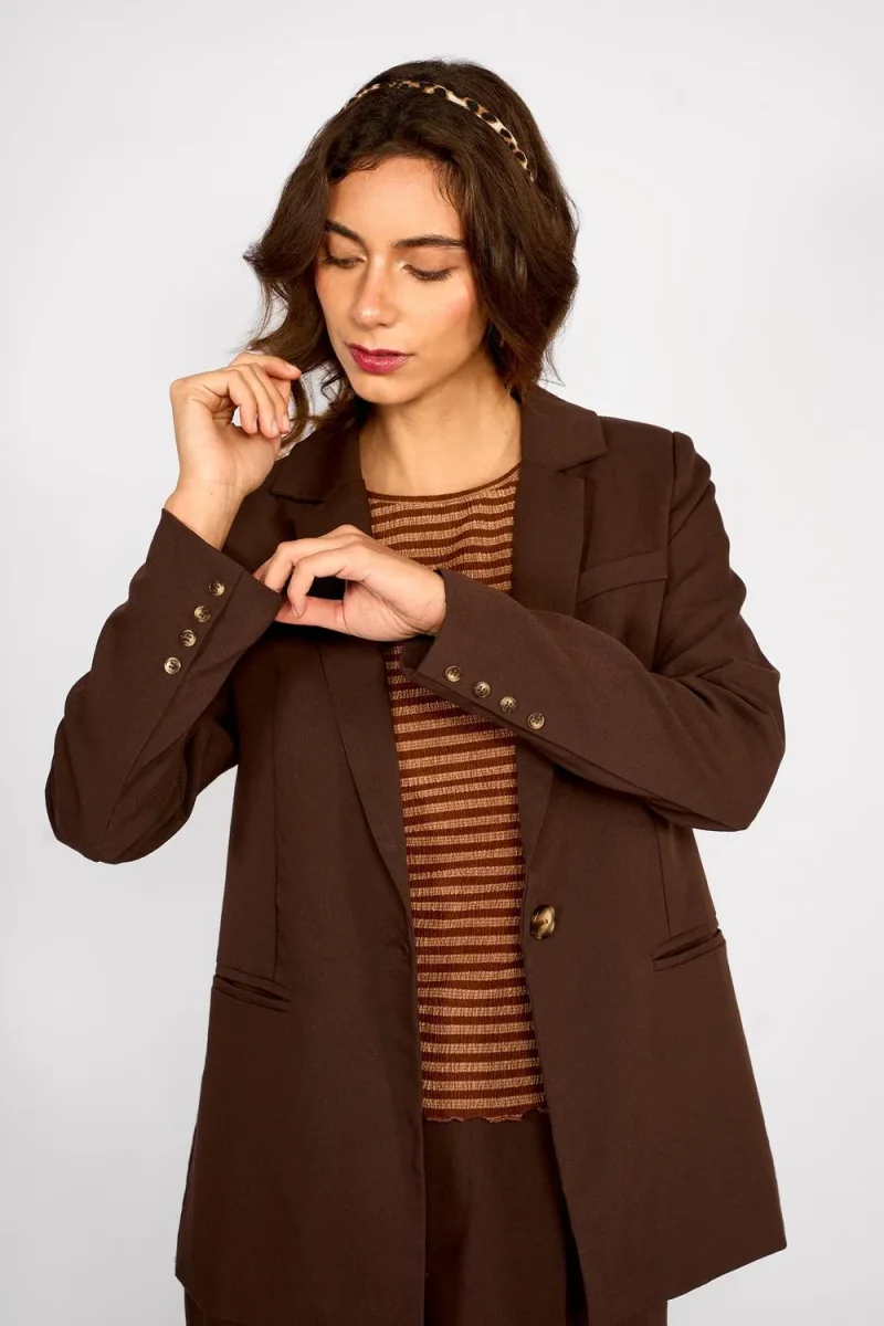 Blazer Lino Amara Chocolate - Imagen 4