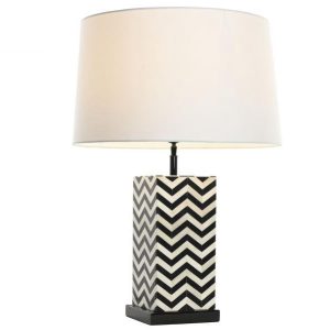 Lámpara Sobremesa Geométrica con Patrón Chevron Blanco y Negro