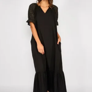 Vestido Largo Broderie Elisa Negro