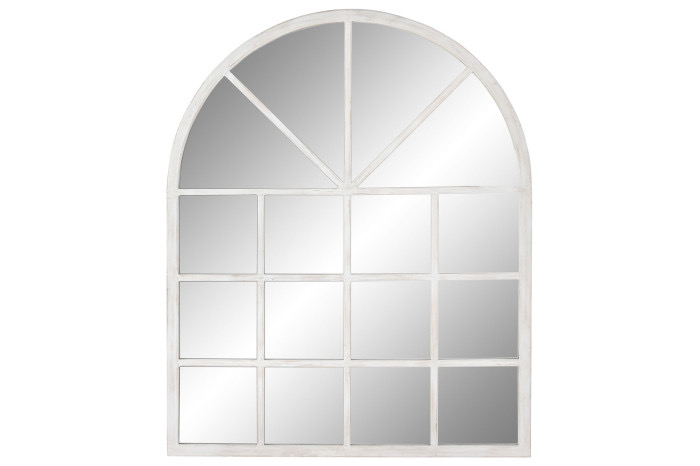 Espejo Ventana Arco Medio Punto en Madera de Abeto Blanco Decapado - Imagen 2