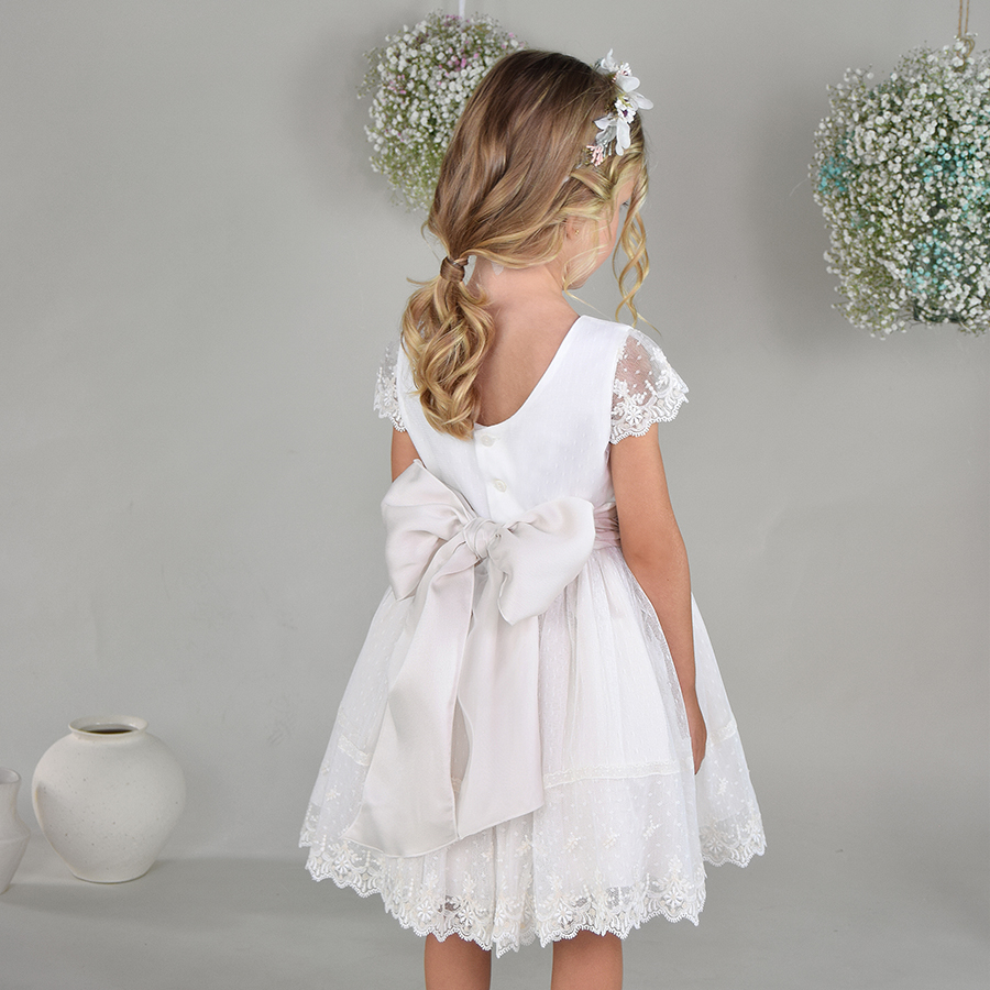 Vestido Niña Vintage Margarita Manga Corta - Imagen 3