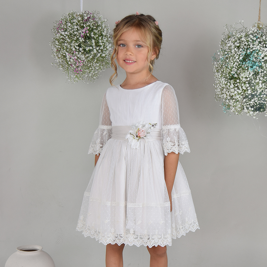 Vestido Niña Vintage Margarita Manga Francesa - Imagen 2