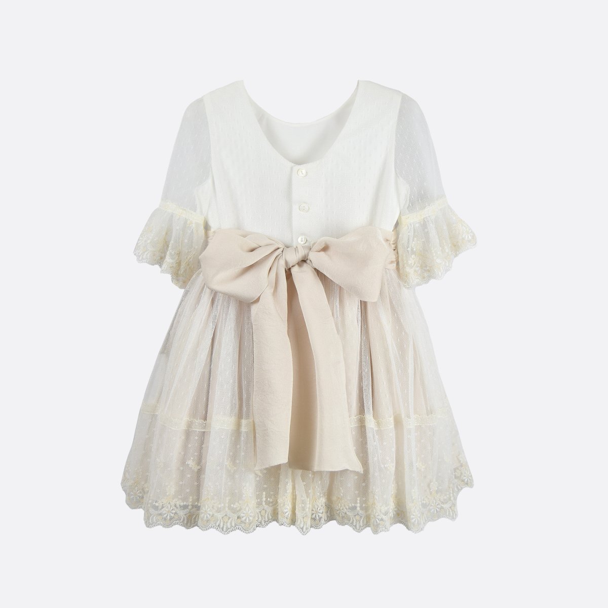 Vestido Niña Vintage Margarita Manga Francesa - Imagen 4