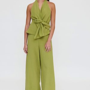 Pantalón wide leg verde
