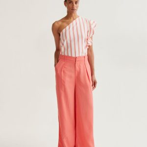 Pantalón wide leg coral