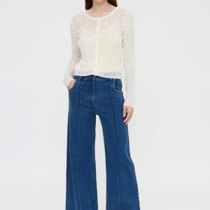 Pantalón vaquero wide leg azul
