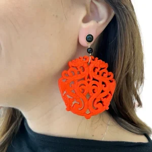 Pendientes Fabrizio Marcantelli Medallón Tallado Natura Coral