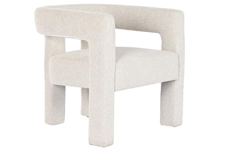 Butaca de Diseño Bouclé Crema y Madera