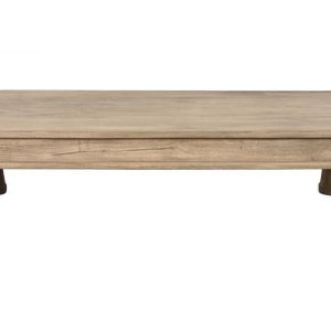 Mesa de Centro Rústica Colonial de Madera Maciza con Detalles Metálicos