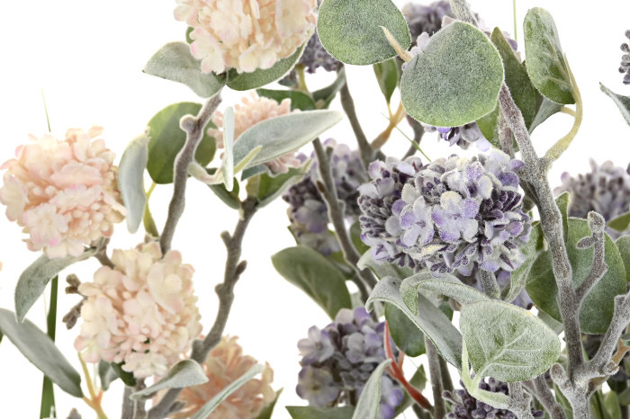 Composición Floral de Hortensia Artificial Flocada en Maceta Rústica - Imagen 3