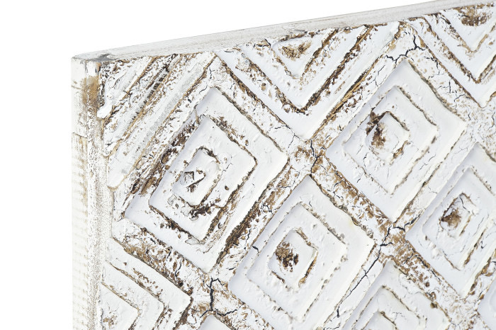 Cabecero Decorativo Vintage MDF Blanco Decapé con Relieve de Rombos - Imagen 3