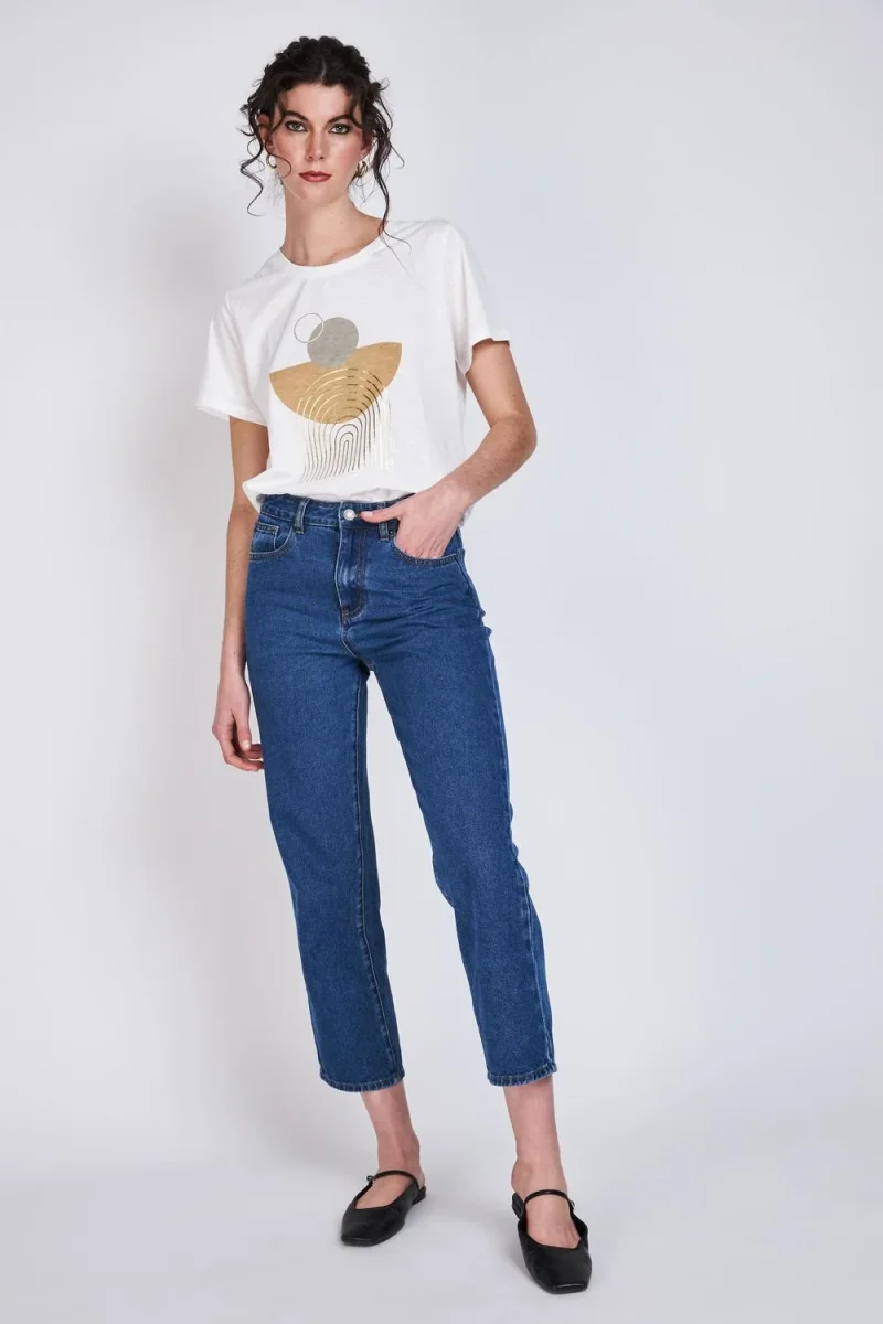 Polera Gold Foil Josefina Ecru Woman by Eclipse - Imagen 3