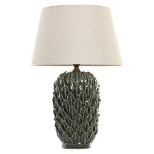 Lámpara de Sobremesa Porcelana Hojas Lino | Verdes & Natural