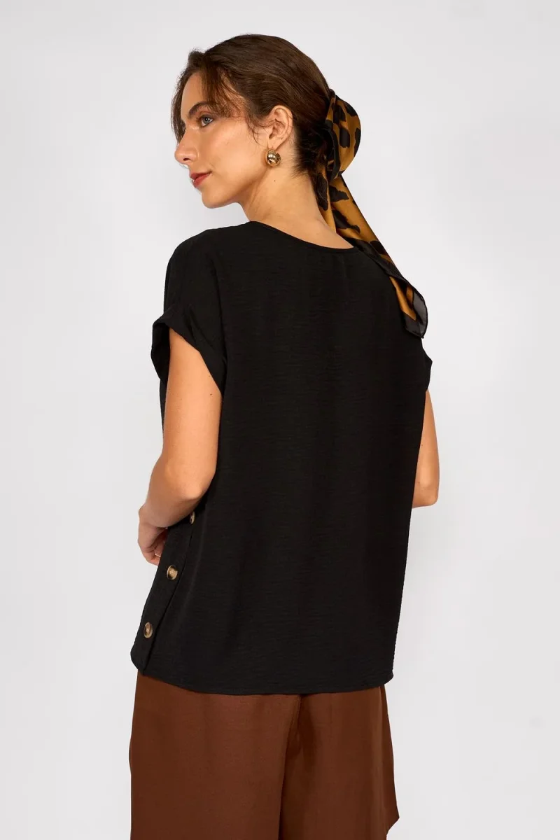 Blusa Botones Laterales Verónica Negro - Imagen 3