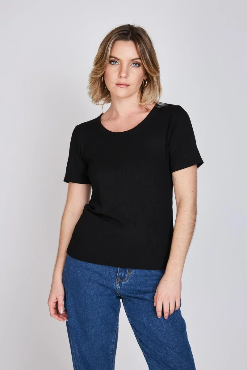 Polera Manga Corta Rib Ceci Negro Eclipse - Imagen 2