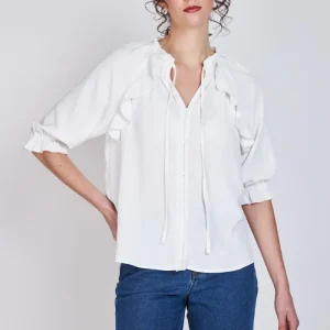 Blusa Vuelos Estampada Violeta Blanco Woman by Eclipse