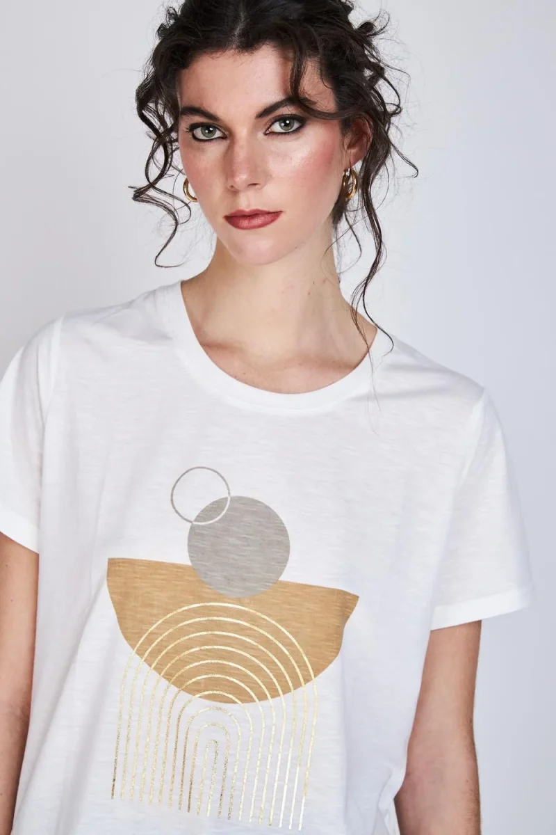 Polera Gold Foil Josefina Ecru Woman by Eclipse - Imagen 5