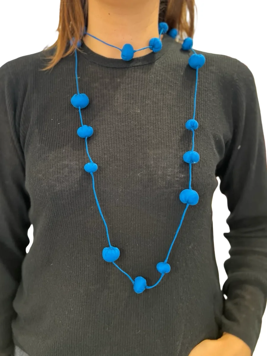 Collar Il Baco Da Seta Bolas De Seda Cocoon Azul - Imagen 4
