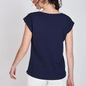 Polera Detalles Escote Bernardita Azul Marino Woman by Eclipse