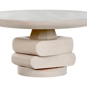 Mesa de Centro Redonda de Mango con Base Escultural