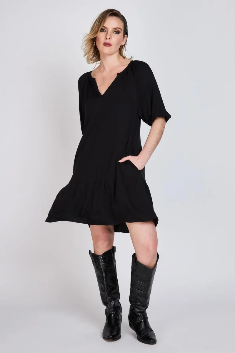 Vestido Manga Globo Mara Negro Eclipse - Imagen 5