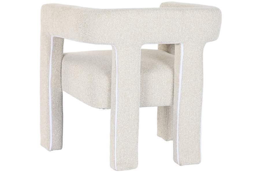 Butaca de Diseño Bouclé Crema y Madera - Imagen 4
