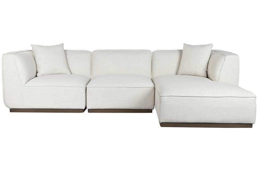 Sofá Esquinero Modular con Chaiselongue en Tejido Crema y Madera de Hevea - Imagen 8