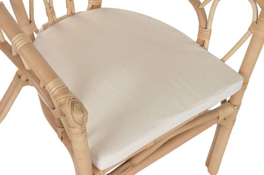 Silla de Ratán Natural con Cojín Beige y Diseño Artesanal - Imagen 8