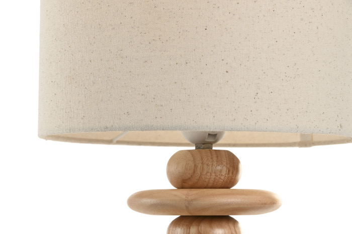 Lámpara de Sobremesa Lino y Madera Hevea Diseño Tótem - Imagen 3