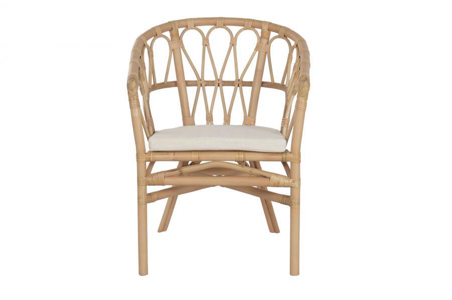 Silla de Ratán Natural con Cojín Beige y Diseño Artesanal - Imagen 4