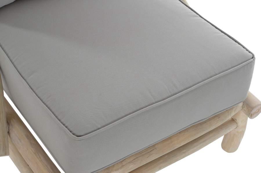 Sillón Artesanal de Teca Natural y Cojín Gris - Imagen 3