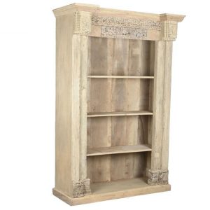 Librería Estantería Teca Maciza Estilo Colonial con Tallas