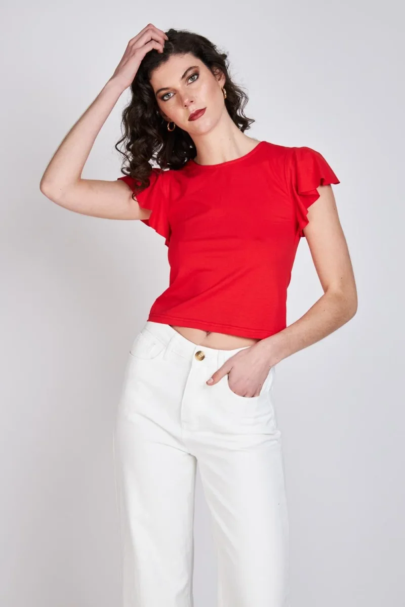 Polera Vuelos Margarita Rojo Eclipse
