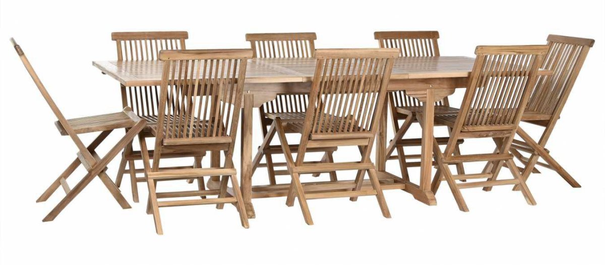 Conjunto de Comedor de Jardín en Madera de Teca con Sillas Plegables - Imagen 2