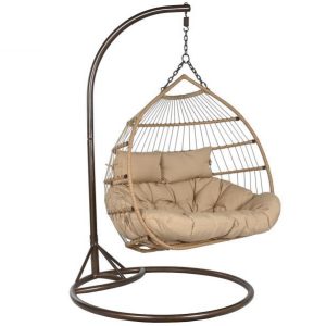 Sillón Colgante de Jardín con Base de Aluminio y Ratán Sintético