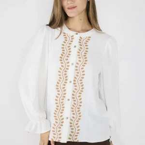 Blusa Con Bordados Valentina Crudo