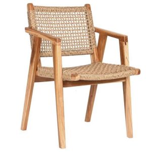 Silla de Madera de Teca y Tejido de Ratán Sintético