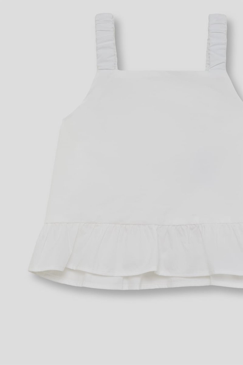 Top blanco de niña con fruncido Street Monkey 96022B - Imagen 3