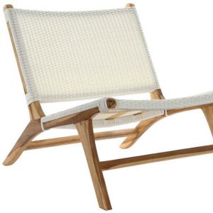 Butaca de Diseño Ergonómico en Madera de Teca y PVC Blanco