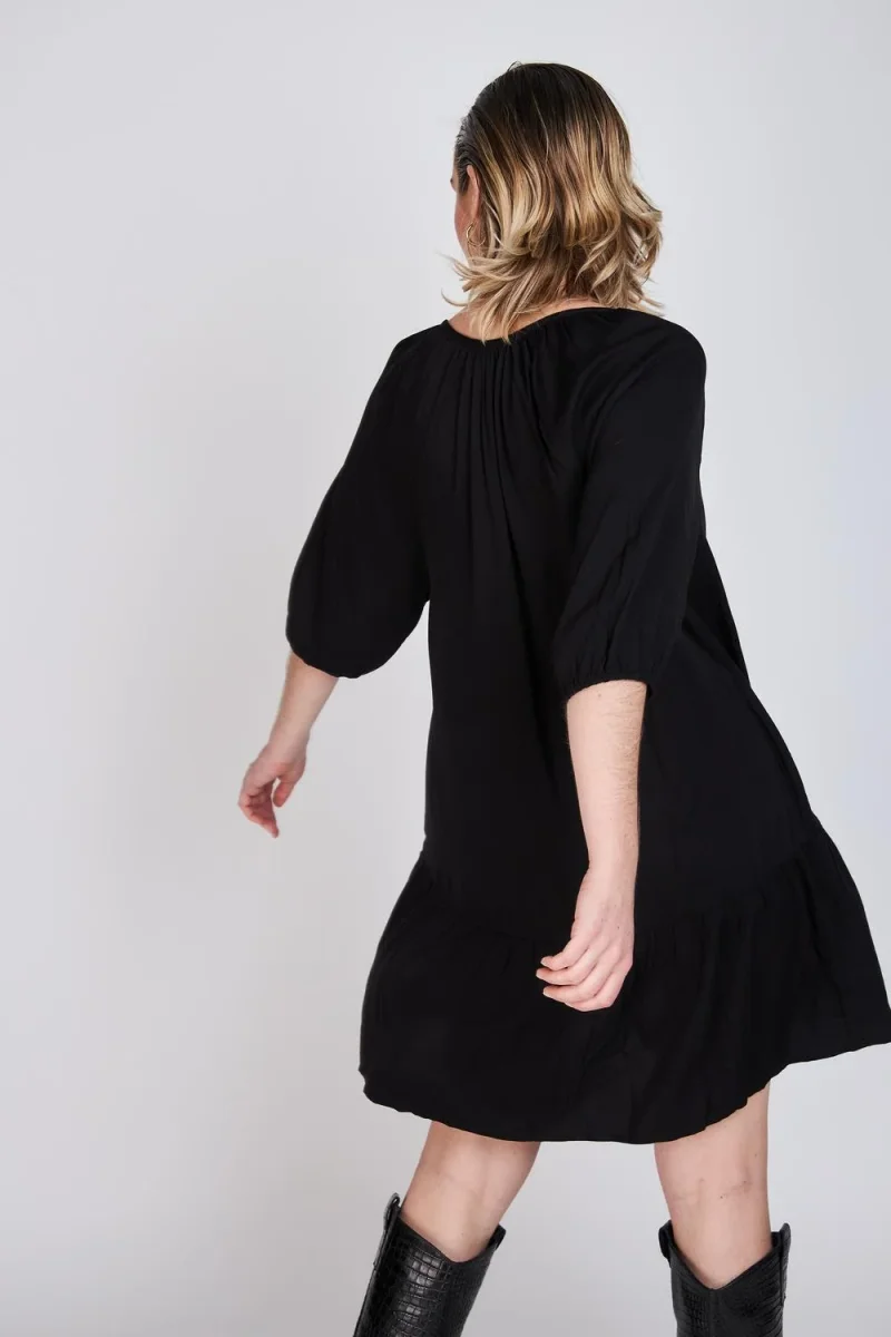 Vestido Manga Globo Mara Negro Eclipse - Imagen 3