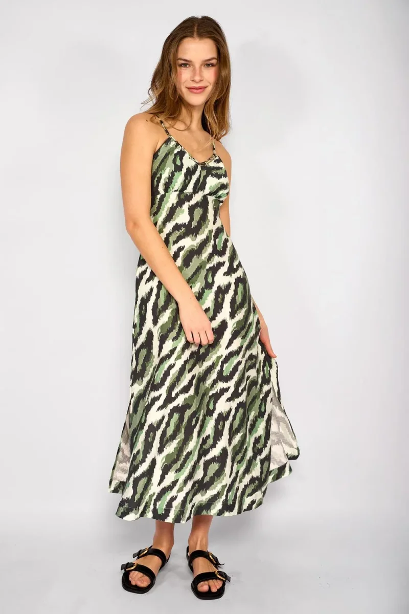Vestido Largo Estampado Josefa Verde - Imagen 3