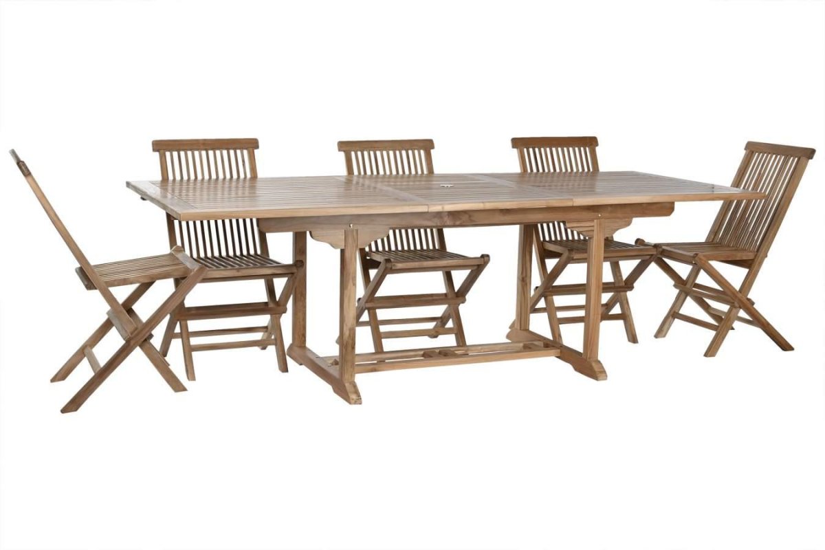 Conjunto de Comedor de Jardín en Madera de Teca con Sillas Plegables - Imagen 5